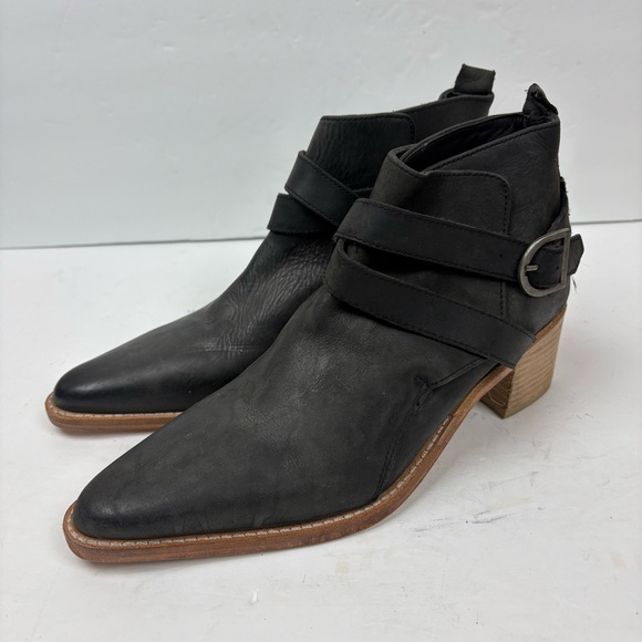 Free People Shoes - NWT Free People Black Looped Ankle Boot Strappy Pointed Toe Womens size 38.5 8.5